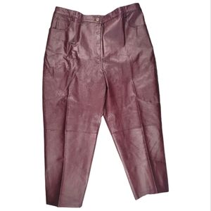 **PLUS SIZE LEATHER** Vintage Via Accenti Women's Straight Leg Leather‎ Pants